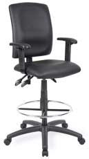 B1646 Leather drafting chair-adj arms